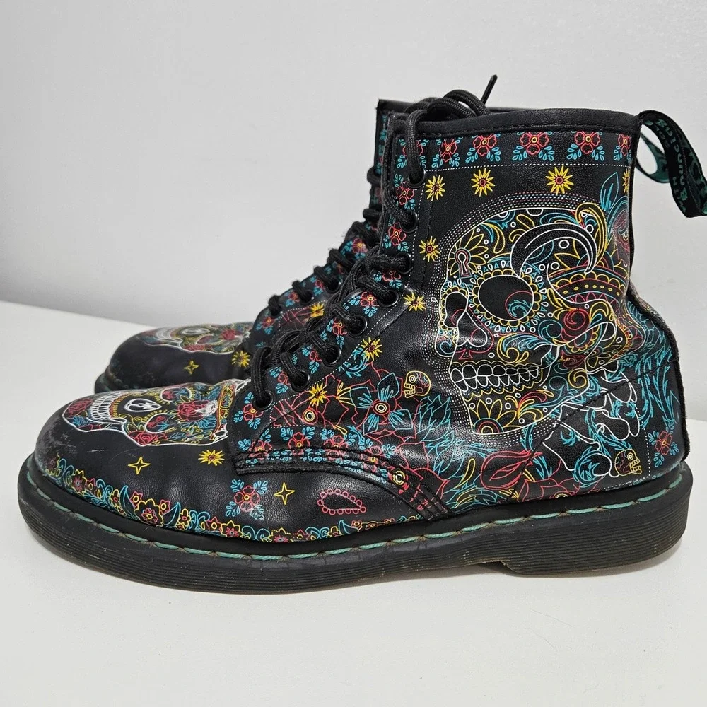 Dr Martens 1460 Boots Skull 'Day Of The Dead' US Mens 10M Womens 11W Doc Martens